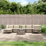 8 Piece Garden Lounge Set with Cushions Anthracite Poly Rattan