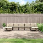 7 Piece Garden Lounge Set with Cushions Anthracite Poly Rattan