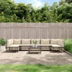 8 Piece Garden Lounge Set with Cushions Anthracite Poly Rattan