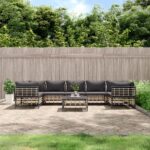 8 Piece Garden Lounge Set with Cushions Anthracite Poly Rattan