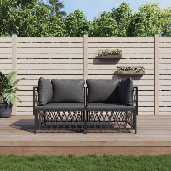 Two-Piece Anthracite Garden Lounge Set with Cushions - Durable Woven Fabric and Steel Frame