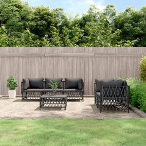 6 Piece Garden Lounge Set with Cushions Anthracite Steel