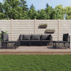 5 Piece Garden Lounge Set with Cushions Anthracite Steel