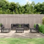 6 Piece Garden Lounge Set with Cushions Anthracite Steel