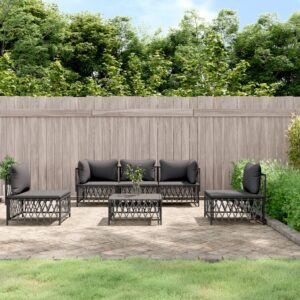 6 Piece Garden Lounge Set with Cushions Anthracite Steel