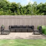 6 Piece Garden Lounge Set with Cushions Anthracite Steel