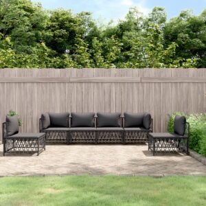 6 Piece Garden Lounge Set with Cushions Anthracite Steel