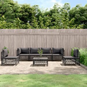 7 Piece Garden Lounge Set with Cushions Anthracite Steel