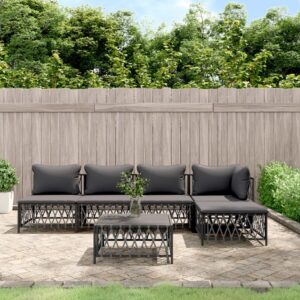 6 Piece Garden Lounge Set with Cushions Anthracite Steel