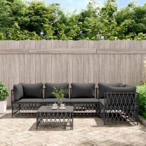 6 Piece Garden Lounge Set with Cushions Anthracite Steel