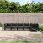 6 Piece Garden Lounge Set with Cushions Anthracite Steel