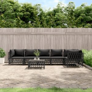 7 Piece Garden Lounge Set with Cushions Anthracite Steel