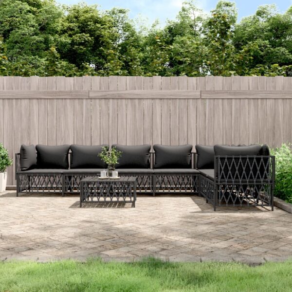 8 Piece Garden Lounge Set with Cushions Anthracite Steel