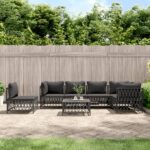 7 Piece Garden Lounge Set with Cushions Anthracite Steel