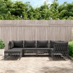 6 Piece Garden Lounge Set with Cushions Anthracite Steel