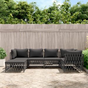 6 Piece Garden Lounge Set with Cushions Anthracite Steel