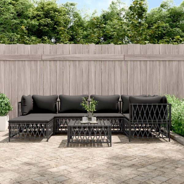 7 Piece Garden Lounge Set with Cushions Anthracite Steel