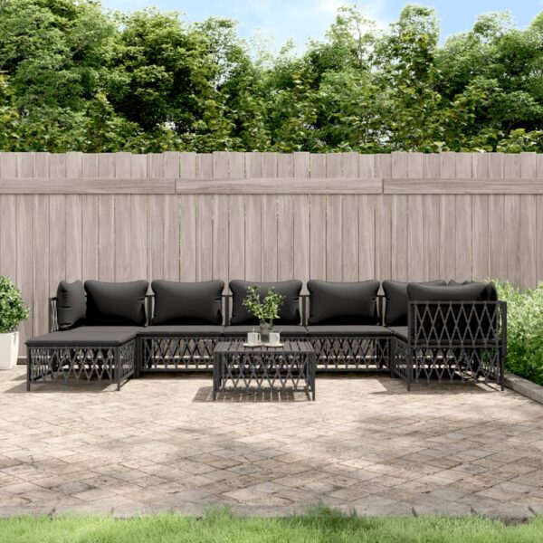 8 Piece Garden Lounge Set with Cushions Anthracite Steel