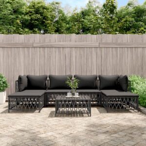 7 Piece Garden Lounge Set with Cushions Anthracite Steel