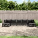 7 Piece Garden Lounge Set with Cushions Anthracite Steel