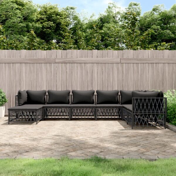 8 Piece Garden Lounge Set with Cushions Anthracite Steel