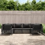 6 Piece Garden Lounge Set with Cushions Anthracite Steel