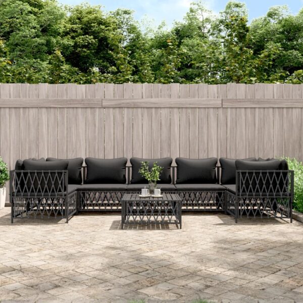 8 Piece Garden Lounge Set with Cushions Anthracite Steel