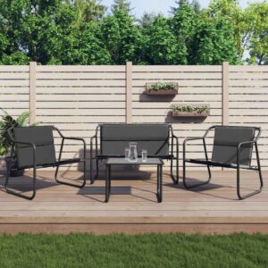 Stylish 4 Piece Garden Lounge Set with Cushions  Anthracite Steel  UV Resistant  Comfortable Seating