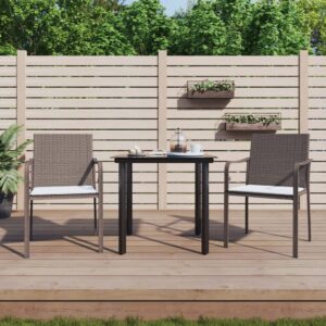 Stylish Garden Dining Set with Cushions  Weather-Resistant Poly Rattan and Steel  Three Piece