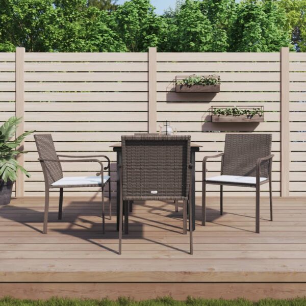 Stylish Garden Dining Set with Cushions  Poly Rattan and Steel  Weather-Resistant  Comfortable