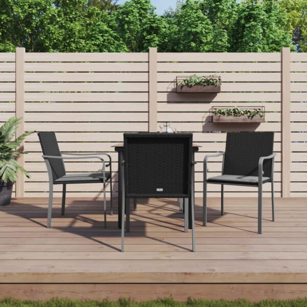 Stylish Garden Dining Set with Cushions  Poly Rattan and Steel  Weather-Resistant  Comfortable Seating