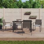 Stylish Garden Dining Set with Cushions  Poly Rattan and Steel  Weather-Resistant  Comfortable Seating