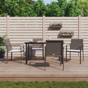 Stylish Garden Dining Set with Cushions  Poly Rattan and Steel  Weather-Resistant  Comfortable Seating