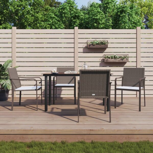 Stylish Garden Dining Set with Cushions  Poly Rattan and Steel  Weather-Resistant  Comfortable Seating