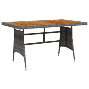 Chic Grey Garden Table in Poly Rattan & Solid Acacia Wood - Weather-Resistant Outdoor Dining