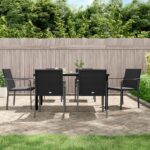 7 Piece Garden Dining Set with Cushions Poly Rattan and Steel