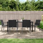 7 Piece Garden Dining Set with Cushions Poly Rattan and Steel