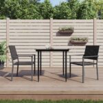 3 Piece Garden Dining Set Poly Rattan and Steel