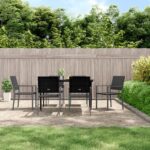 7 Piece Garden Dining Set Poly Rattan and Steel