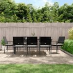 9 Piece Garden Dining Set with Cushions Poly Rattan and Steel