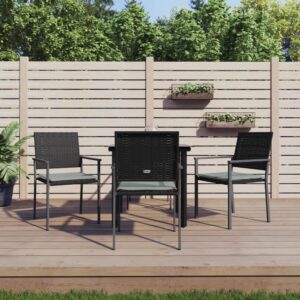 5 Piece Garden Dining Set with Cushions Poly Rattan and Steel