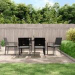 7 Piece Garden Dining Set with Cushions Poly Rattan and Steel