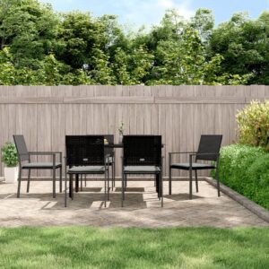 7 Piece Garden Dining Set with Cushions Poly Rattan and Steel