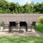 7 Piece Garden Dining Set Poly Rattan and Steel