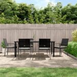 7 Piece Garden Dining Set with Cushions Poly Rattan and Steel