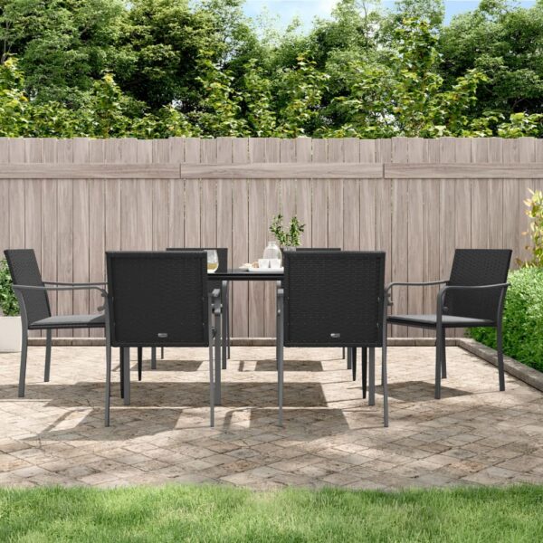 Garden Chairs with Cushions 6 pcs Black 56x59x84 cm Poly Rattan