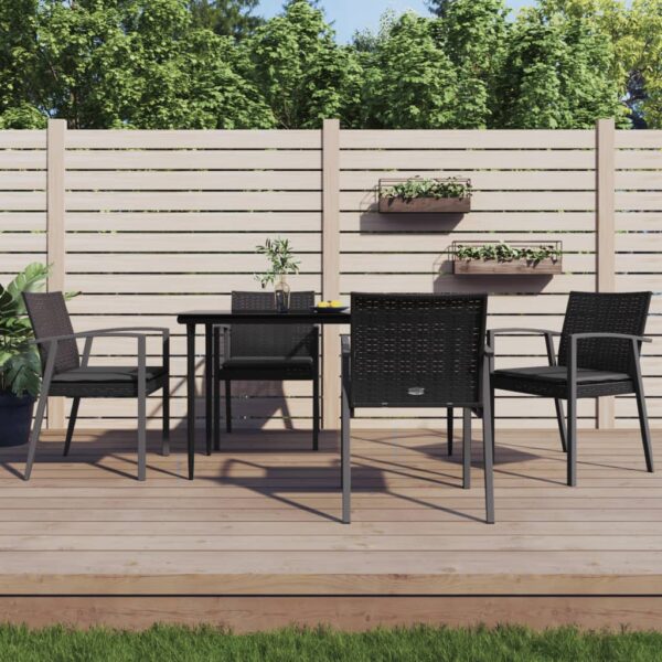 Garden Chairs with Cushions 4 pcs Black 56.5x57x83 cm Poly Rattan