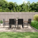 Garden Chairs 6 pcs Black 55x61.5x90 cm Textilene and Steel