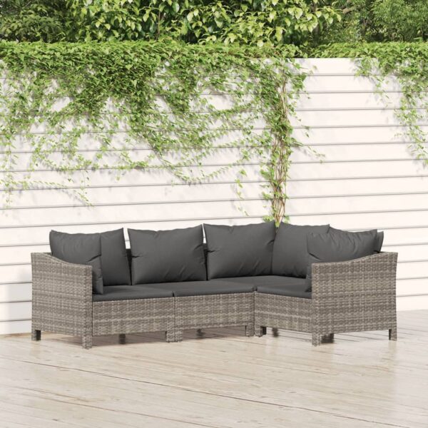 Stylish Grey Garden Lounge Set with Cushions  Poly Rattan  Weather Resistant  Modular Design