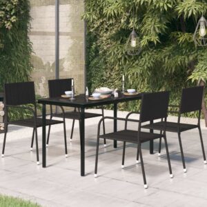 Stylish Black Outdoor Dining Table in Steel and Glass - Ideal for Garden  Patio  Balcony